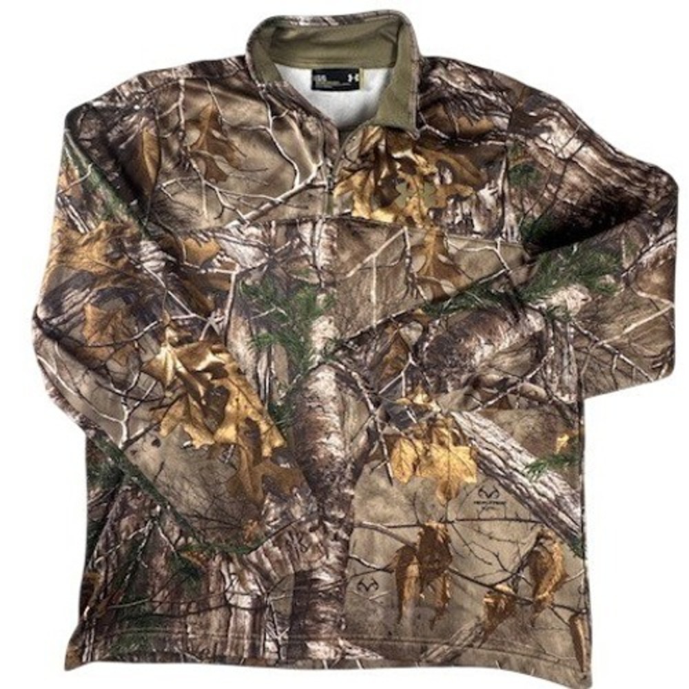 Under Armour Pullover Mens Large Realtree Xtra Camo ColdGear 1/4 Zip Hunting Top